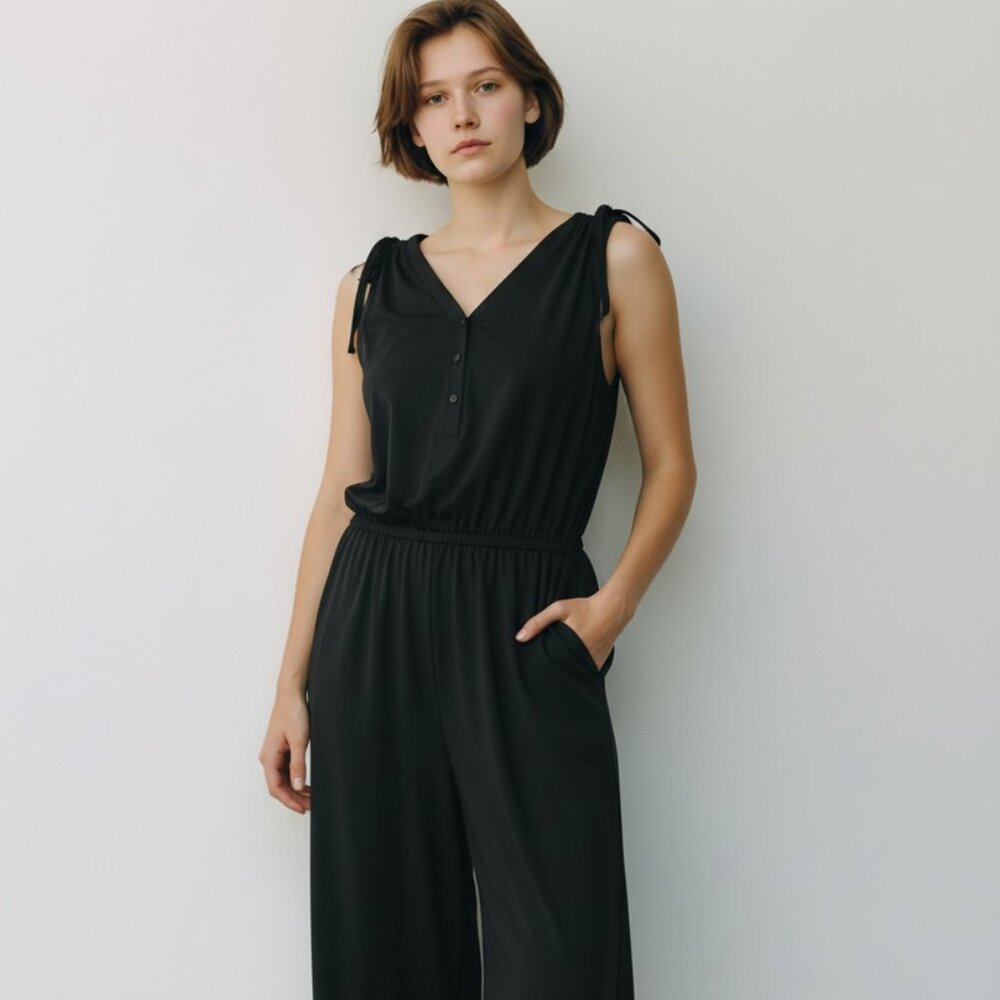 The North Face Black Utility Wide Leg Jumpsuit Size Medium